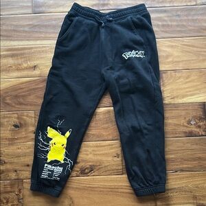 Abercrombie Kids Black Joggers with Pikachu Design